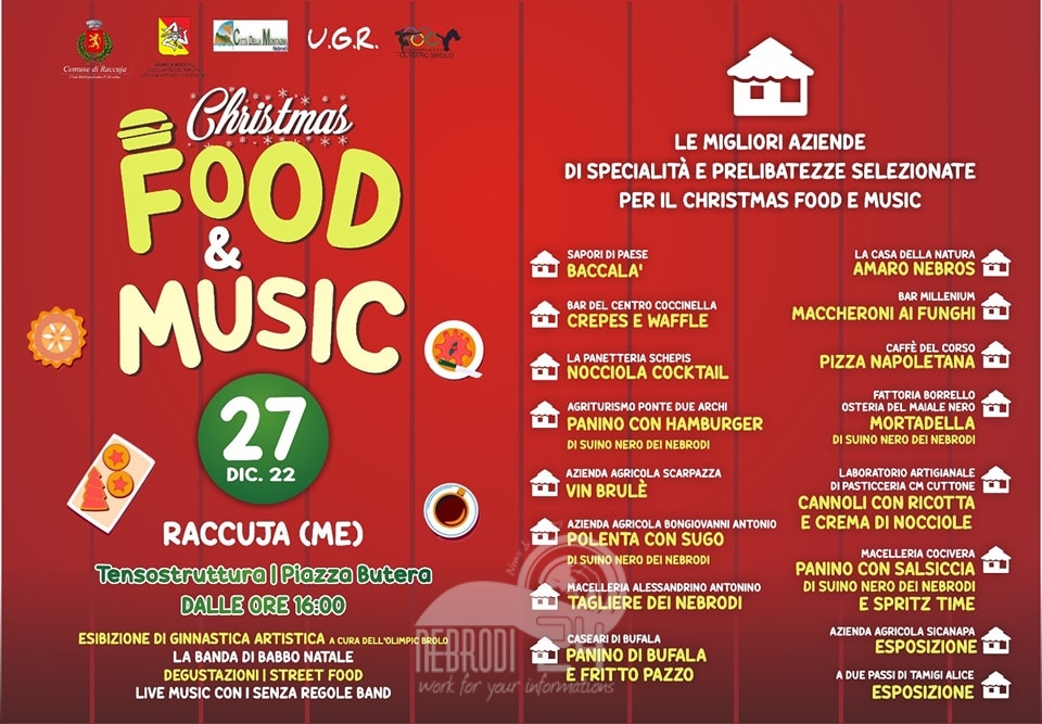 raccuja – stasera dalle ore 16.00 l’evento christmas food & music