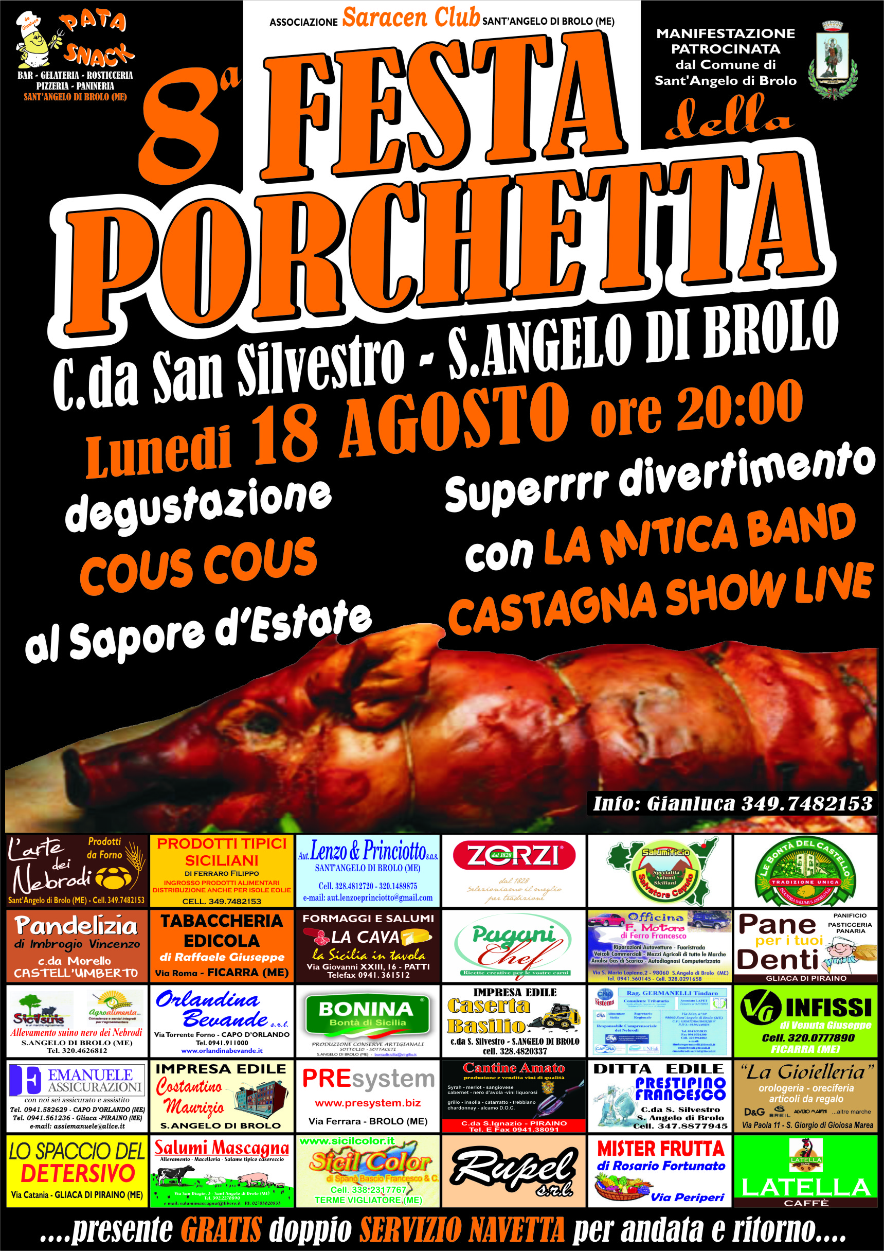 Stasera  a Sant’Angelo di Brolo, c’è l’8 edizione della Festa della Porchetta