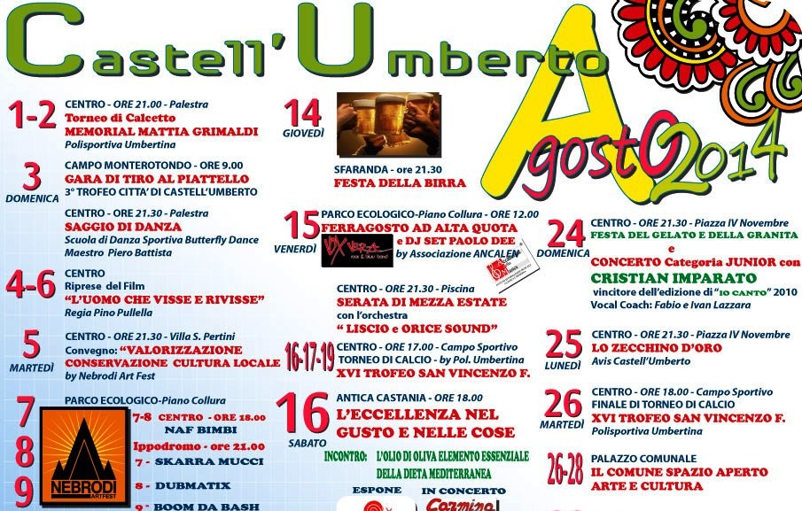 Castell’Umberto (Me): Presentato il cartellone delle manifestazioni di agosto 2014