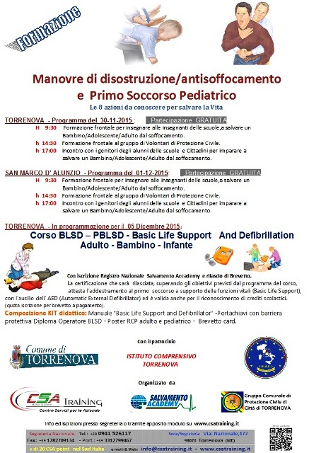 Torrenova – Un seminario su “Manovre di disostituzione/antisoffocamento e primo soccorso pediatrico”
