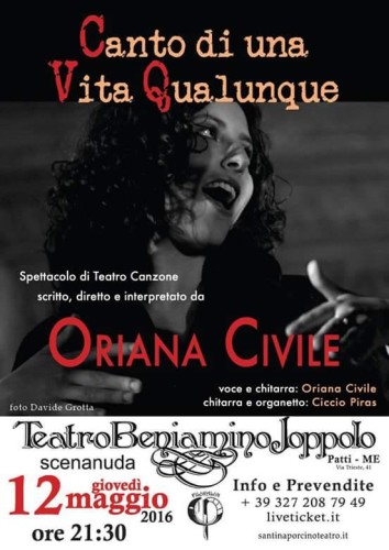 Patti – Oriana Civile al Teatro Beniamino Joppolo. In scena “Canto di una vita qualunque”.