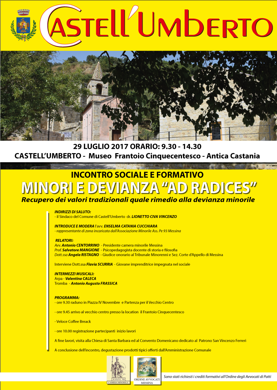 Castell’Umberto – Domani mattina un convegno sulla devianza minorile