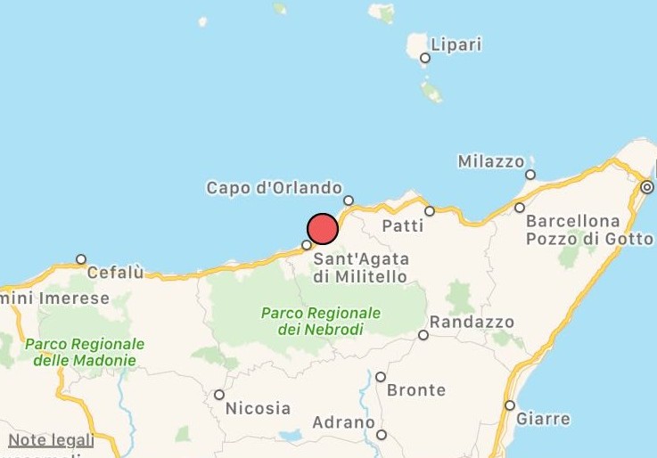 Tirreno / Nebrodi – Scossa di terremoto di magnitudo 3.1 registrata alle 21:11