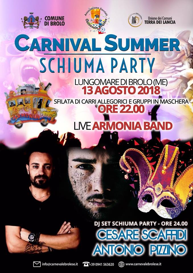 Brolo – Stasera il Carnevale Estivo con il gran finale dello “Schiuma Party”