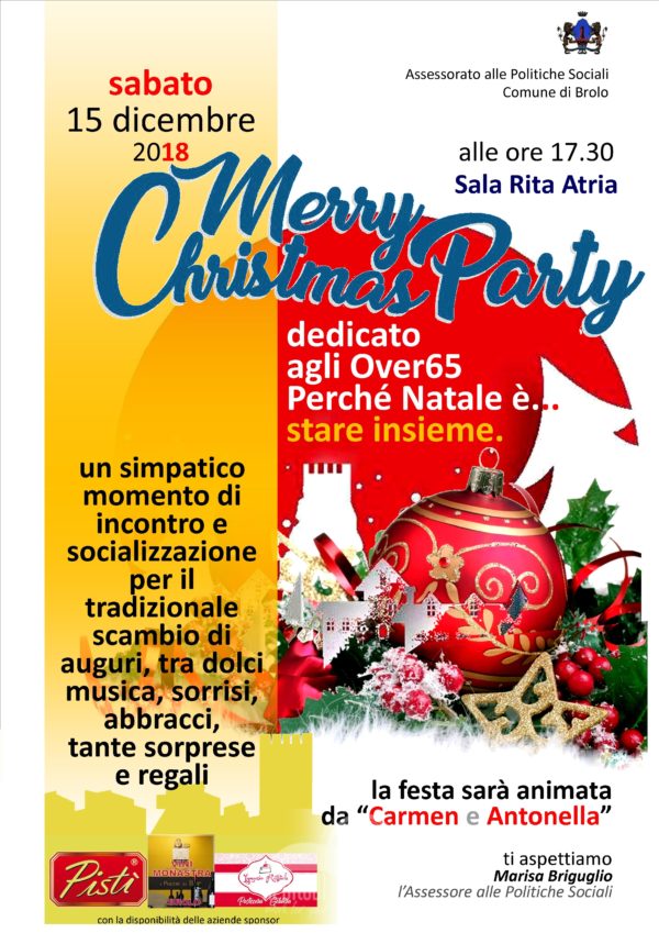 Brolo – Merry Christmas Party “dedicata agli Over65” in programma il 15 dicembre