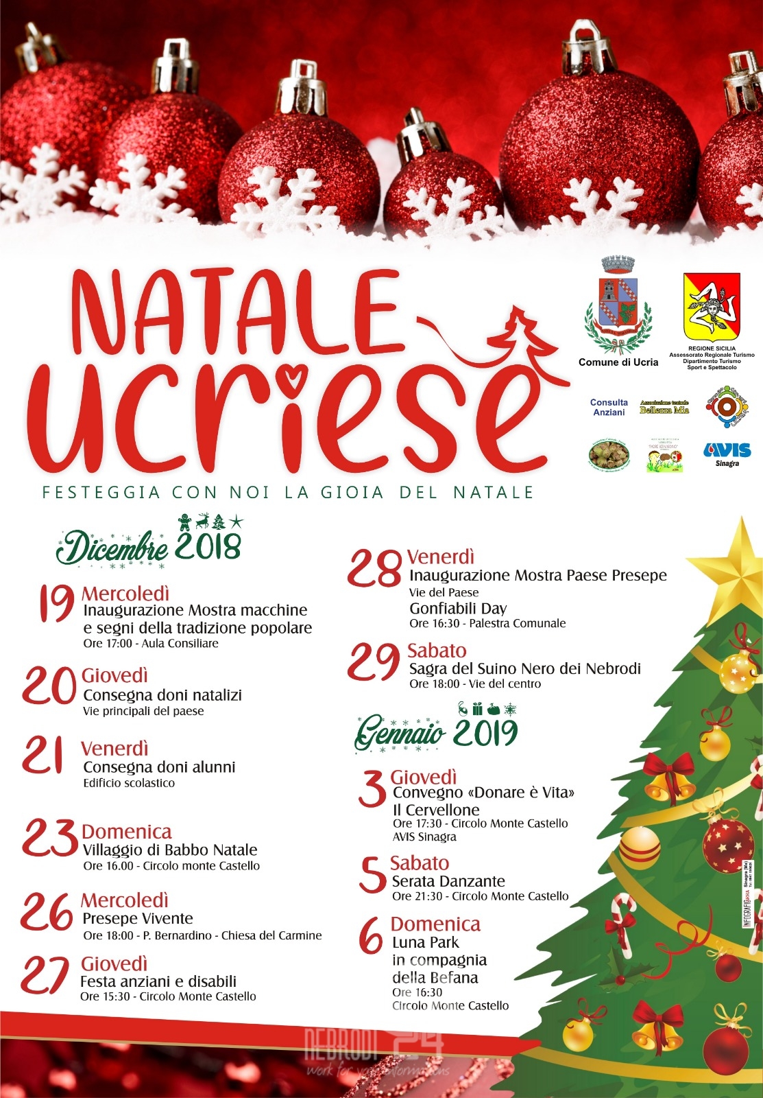 Ucria – Il programma del Natale e le interviste agli amministratori sulle festività (Video)