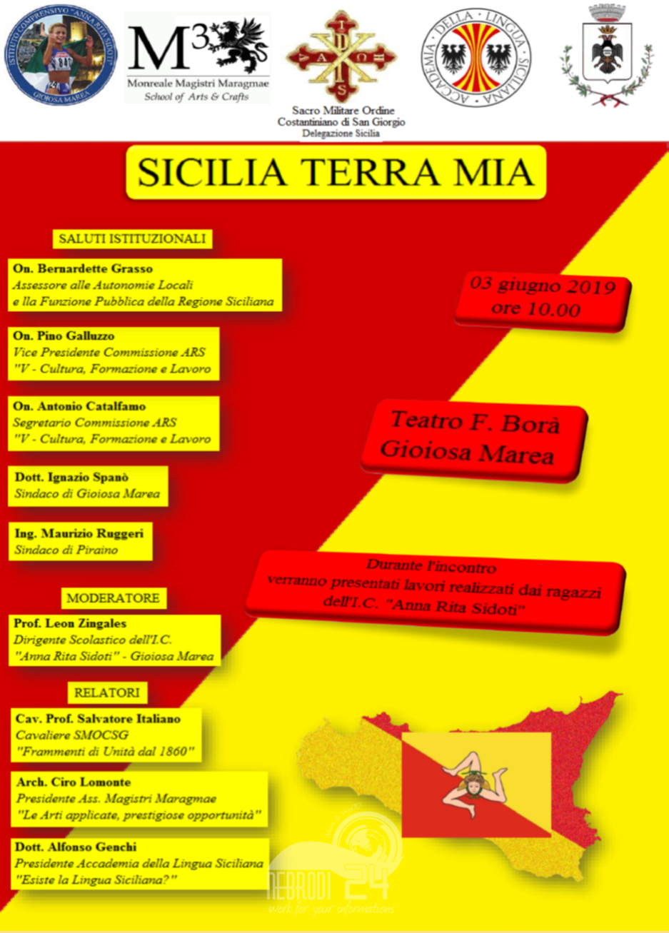 Gioiosa Marea – Sicilia Terra Mia, il prossimo 3 giugno a teatro F.Borà