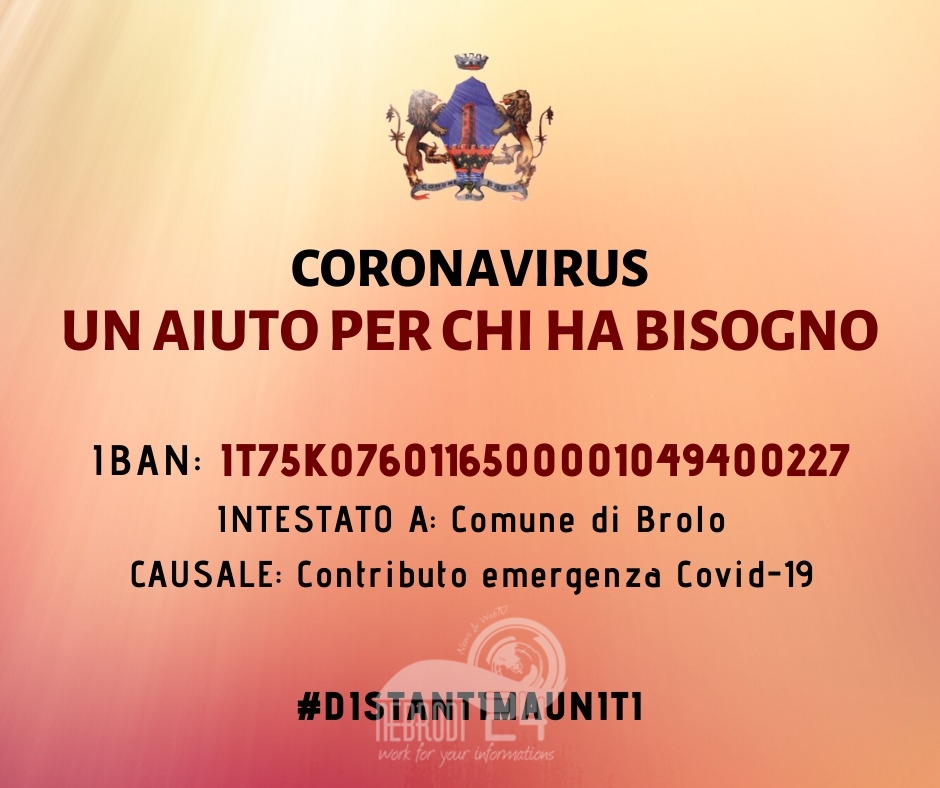 Brolo – Emergenza Coronavirus: un conto corrente per le donazioni