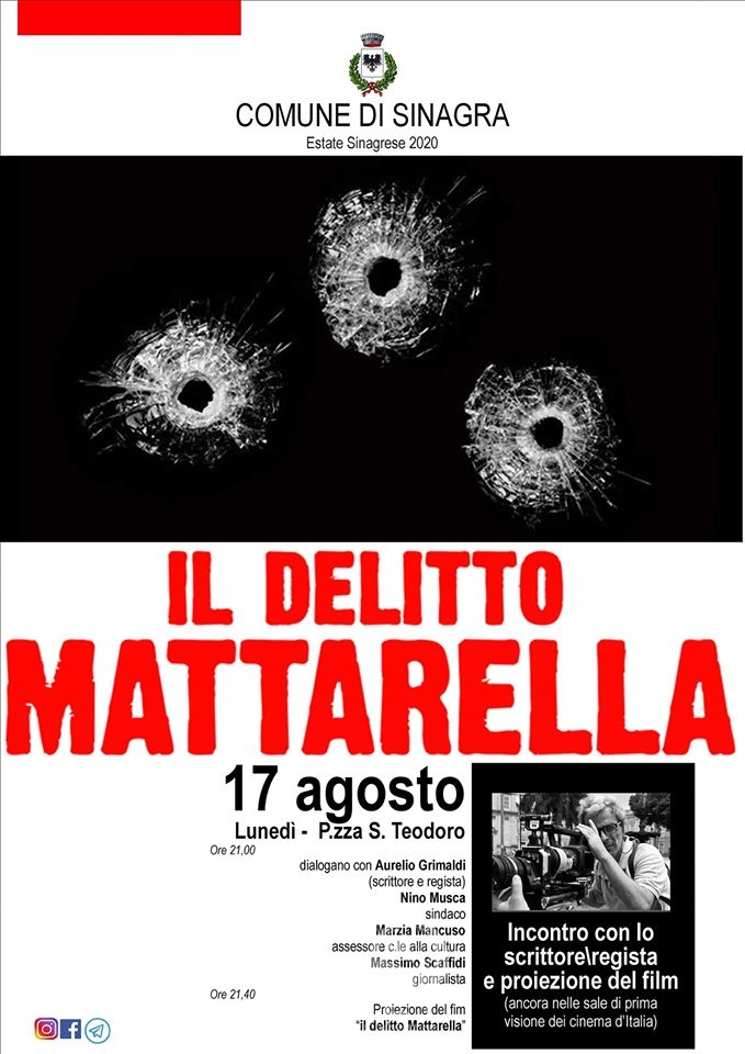 Sinagra – Schizzi D’Agosto. Lunedi 17 la proiezione del film “Il Delitto Mattarella”