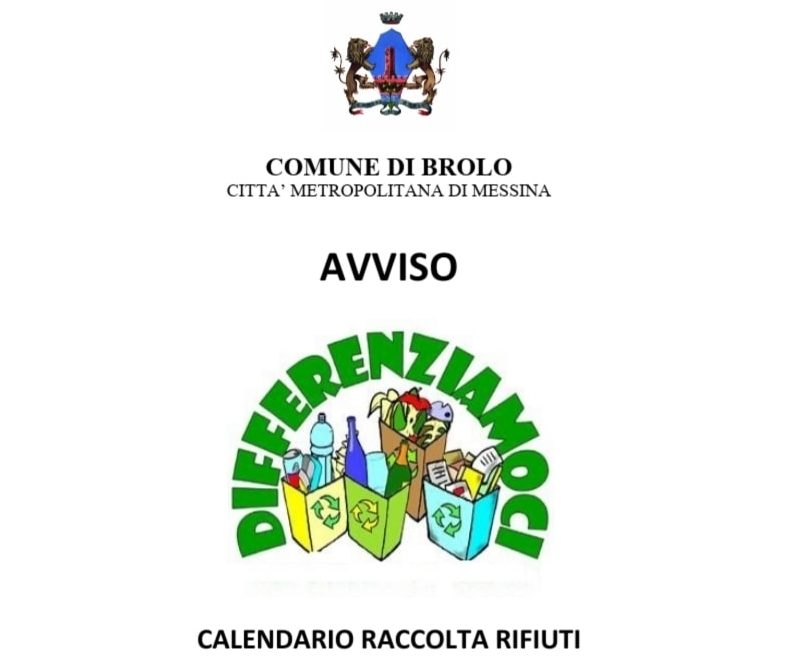 Brolo – Il calendario della raccolta rifiuti fino all’8 gennaio 2021