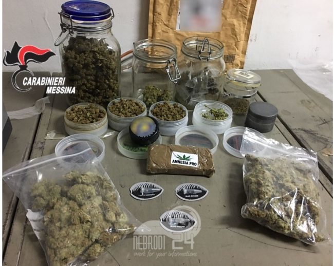 Piraino – 400 grammi di sostanza stupefacente, tra hashish e marijuana. 31enne arrestato dai Carabinieri