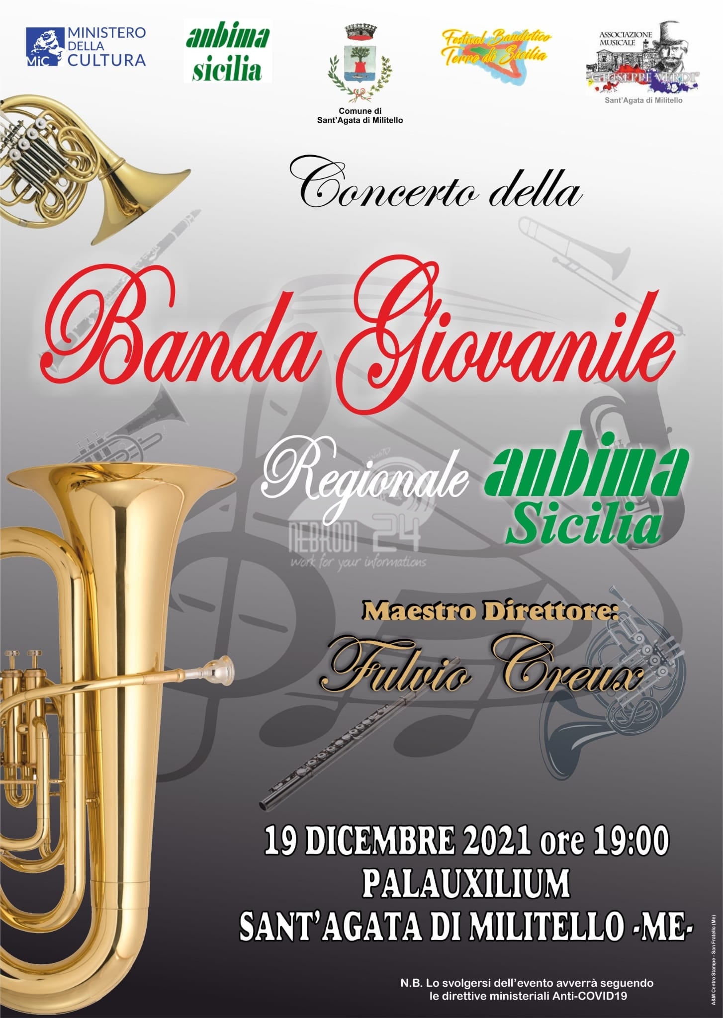 Sant’Agata Militello – Oggi il Concerto della Banda Giovanile Regionale ANBIMA Sicilia