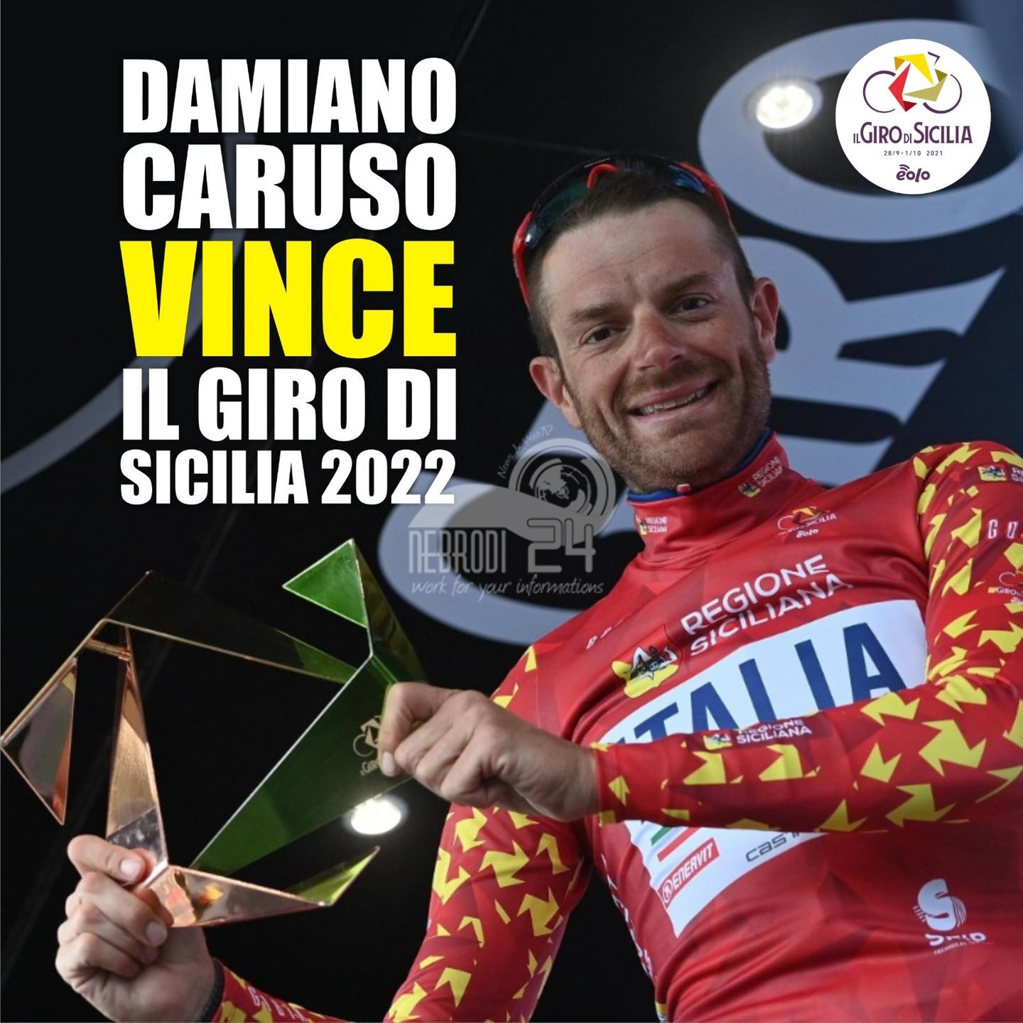 Giro di Sicilia, vince Damiano Caruso. Musumeci: «Trionfo che ci dà grande soddisfazione»