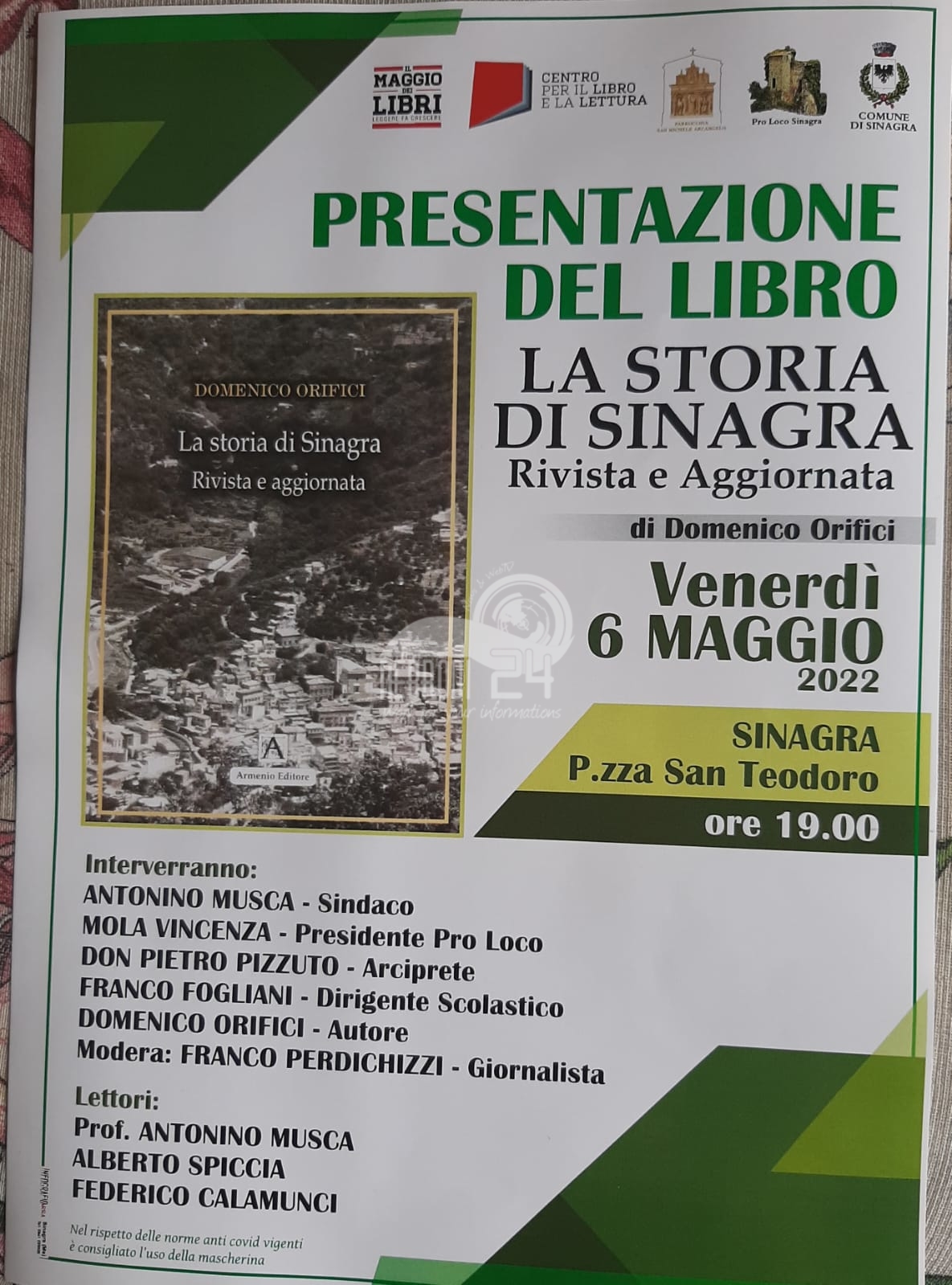 Sinagra –  Venerdi 6 maggio, Domenico Orifici presenta il suo libro  “La Storia di Sinagra” 