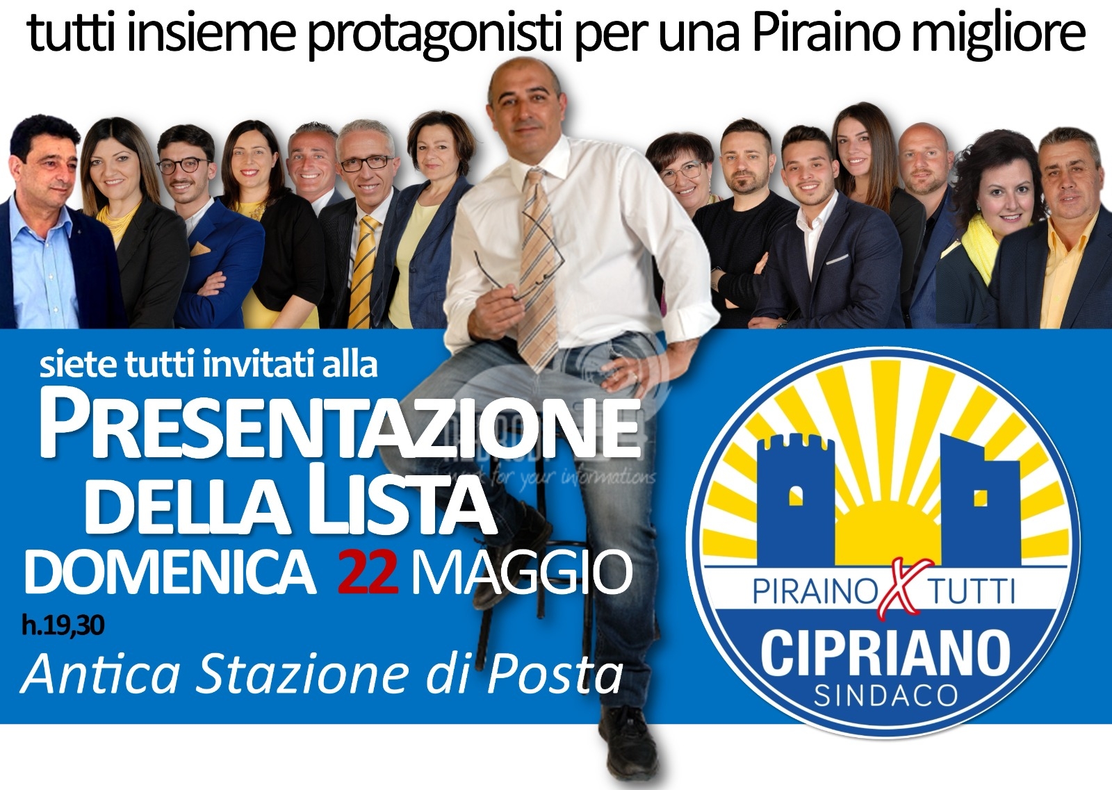 Piraino – Elezioni 2022: “PIRAINO X TUTTI” – Salvatore Cipriano presenta programma e lista il 22 maggio