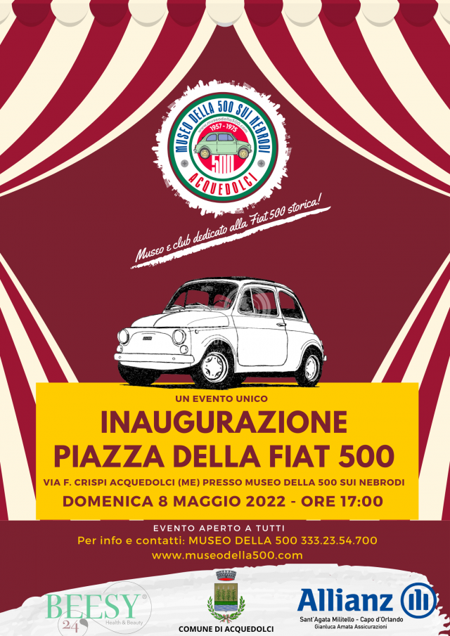 Acquedolci – Prima piazza d’Italia dedicata alla Fiat 500