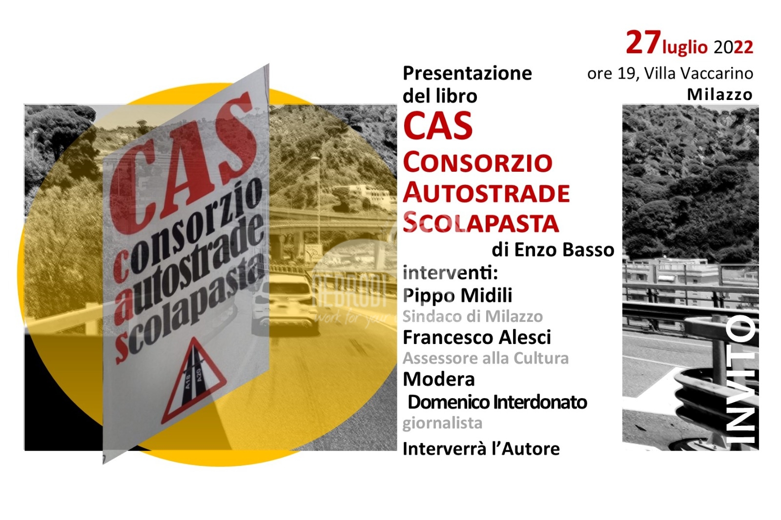Milazzo – Mercoledì a Villa Vaccarino la presentazione del libro “Cas, Consorzio autostradale scolapasta” scritto da Enzo Basso