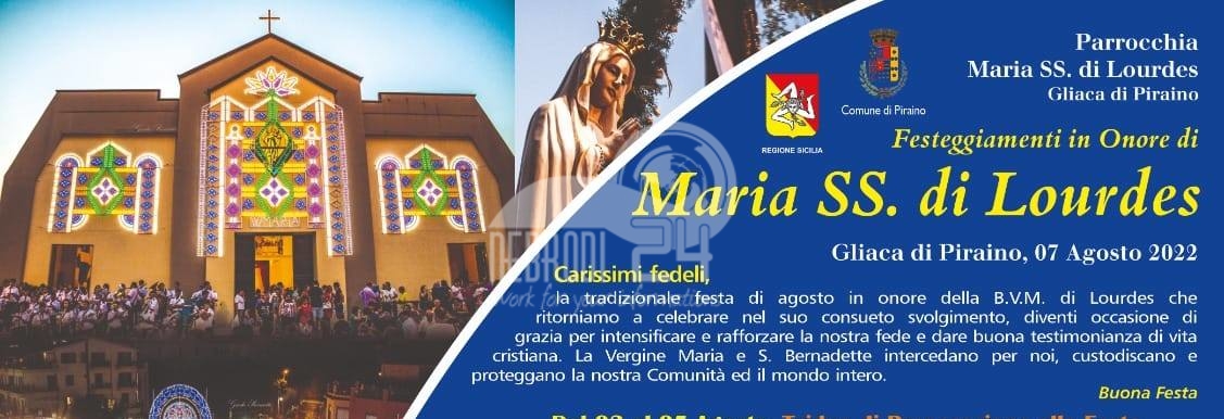 Piraino: A Gliaca la Festa di Maria SS. di Lourdes. Il programma con il concerto di Ron