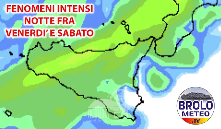 Sicilia – Meteo: in arrivo oggi piogge torrenziali. Ventosa la giornata di sabato