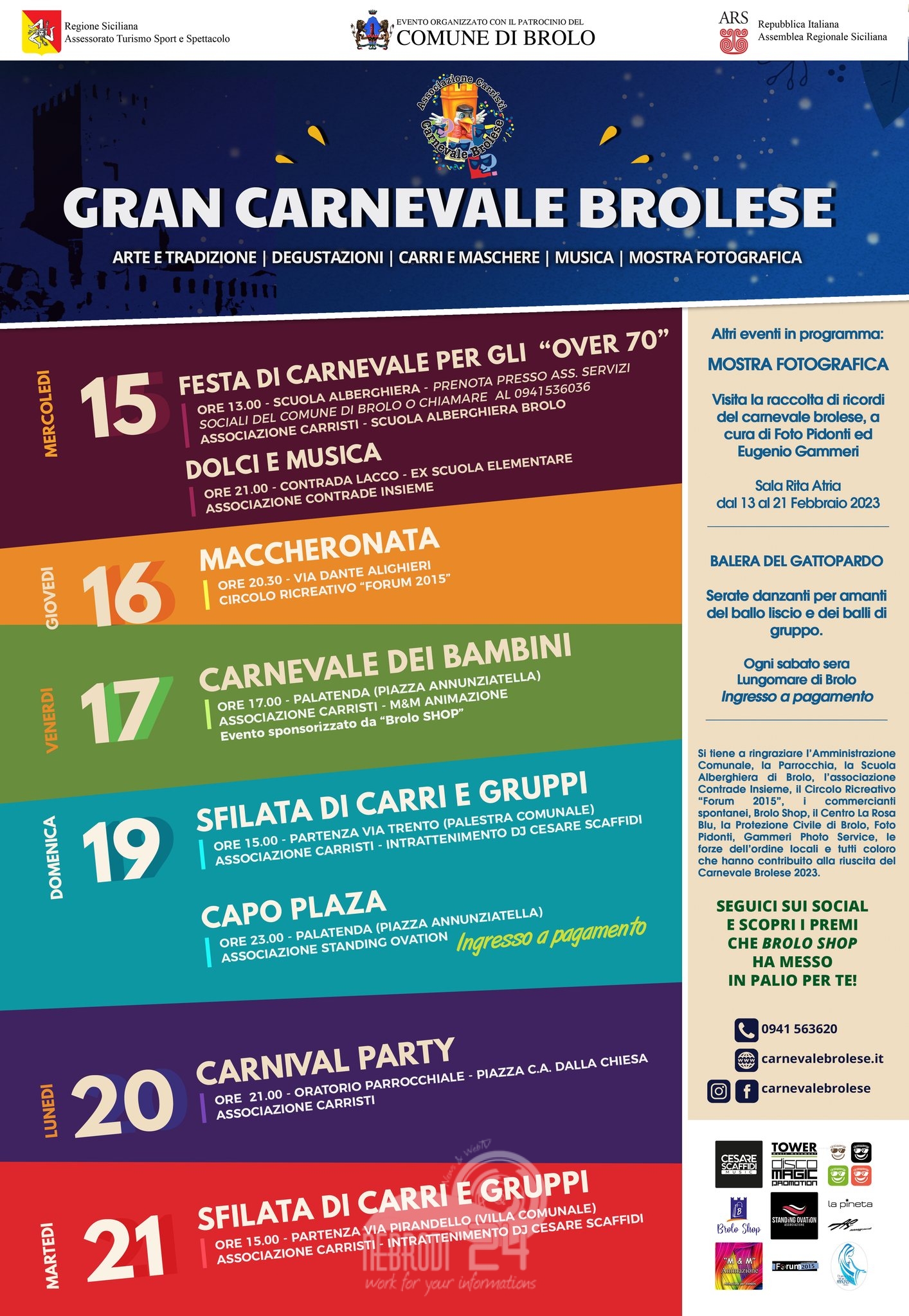 Brolo  – Il programma del Gran Carnevale Brolese 2023. Eventi, divertimento e degustazioni!