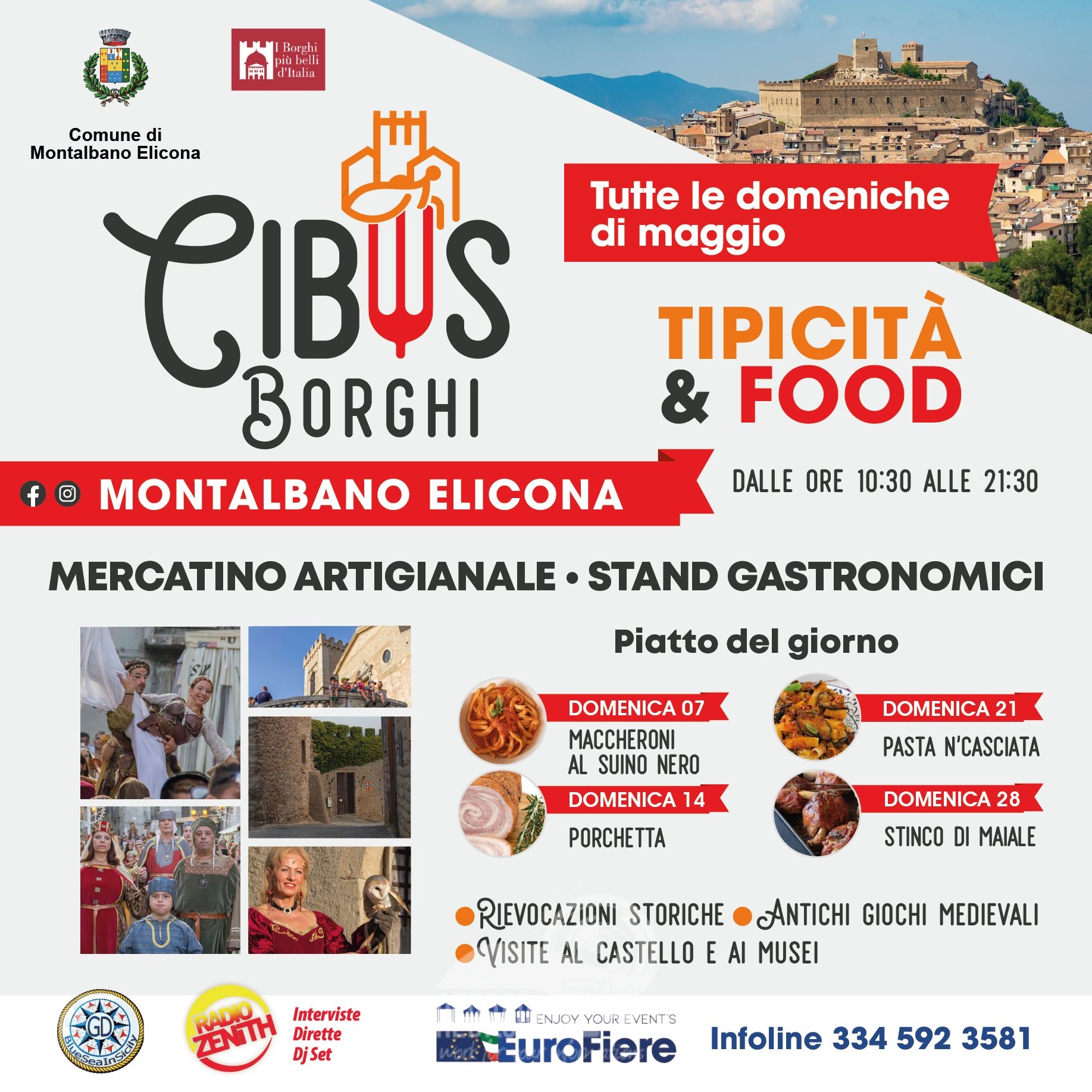 Montalbano Elicona – Maggio in festa: al via “Cibus Borghi”, stand gastronomici, mercatino artigianale, giochi medievali e intrattenimento.