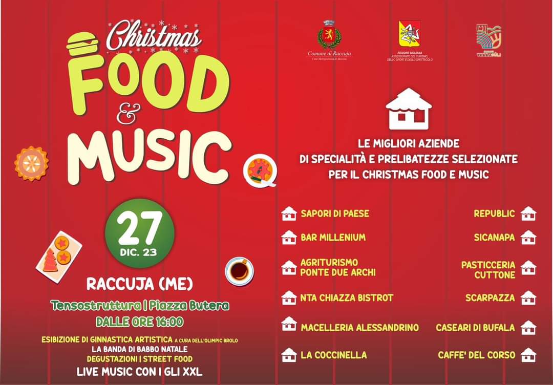 Raccuja – Il 27 dicembre la seconda edizione di Christmas Food&Music