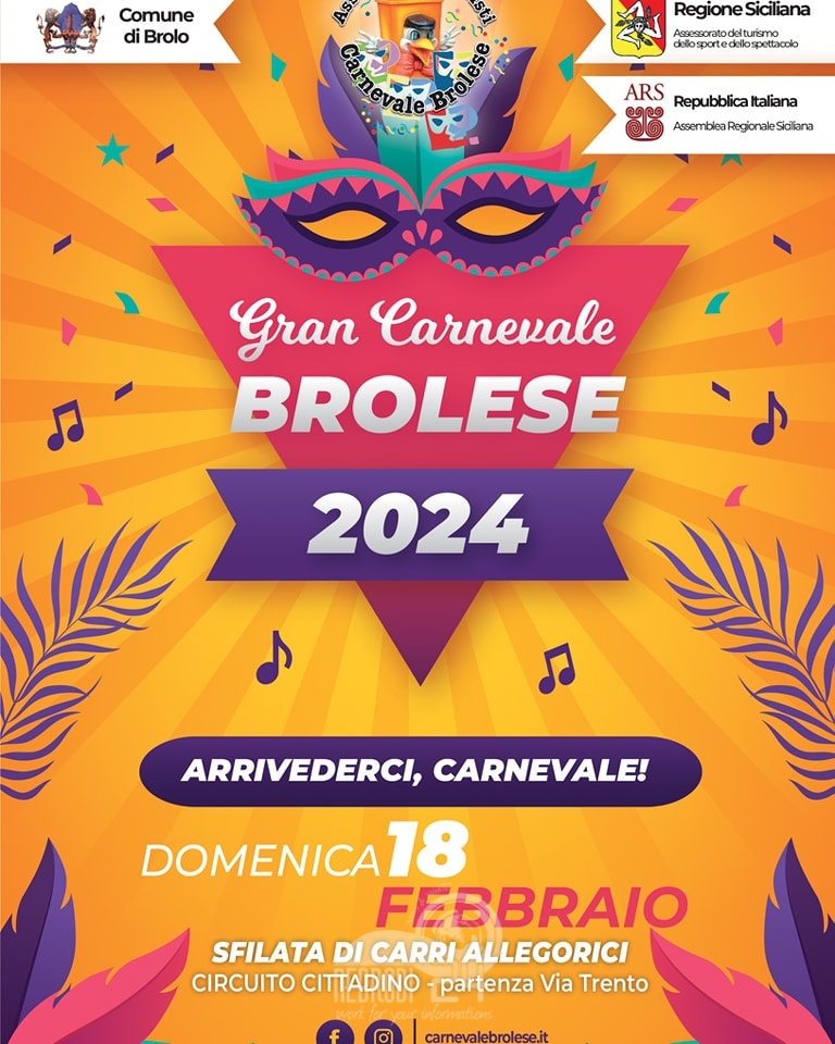 Brolo – Domenica prossima 18 febbraio l’ultima sfilata del Carnevale Brolese